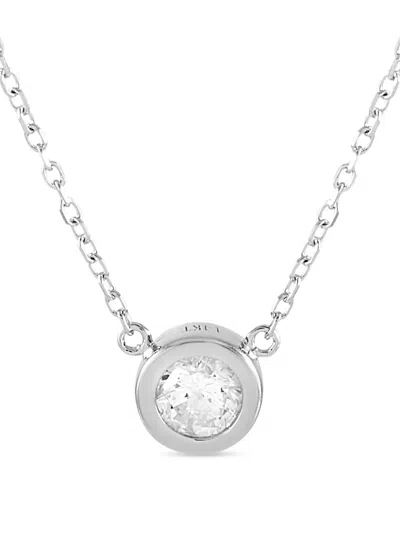 Pre-owned Lb Exclusive 14k White Gold Diamond Necklace In Silver