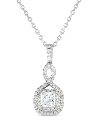 Pre-owned Lb Exclusive 14k White Gold Diamond Necklace In Silver