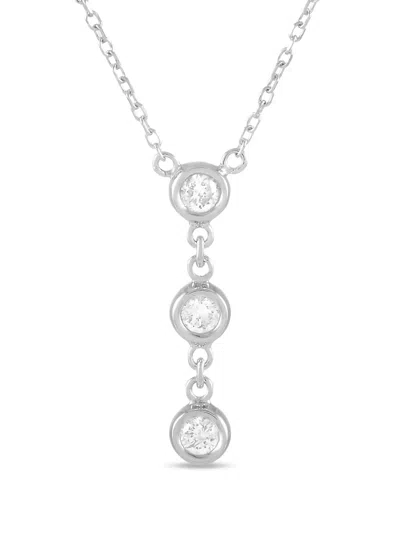 Pre-owned Lb Exclusive 14k White Gold Diamond Necklace In Silver