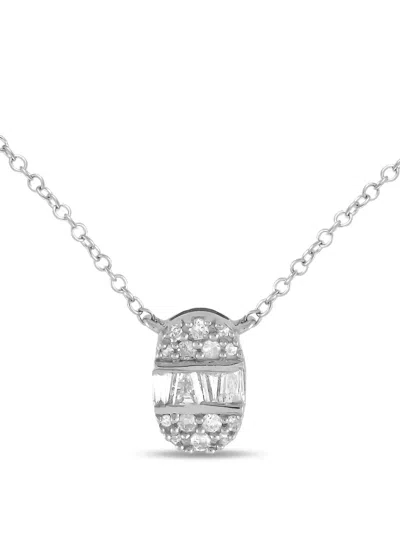Pre-owned Lb Exclusive 14k White Gold Diamond Necklace In Silver