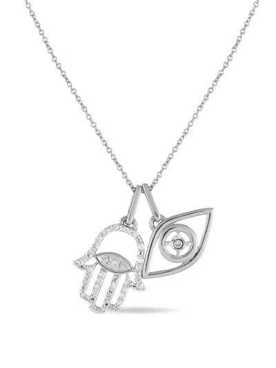 Pre-owned Lb Exclusive 14k White Gold Diamond Necklace In Silver
