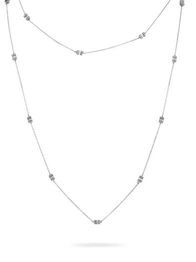 Pre-owned Lb Exclusive 14k White Gold Diamond Necklace In Silver