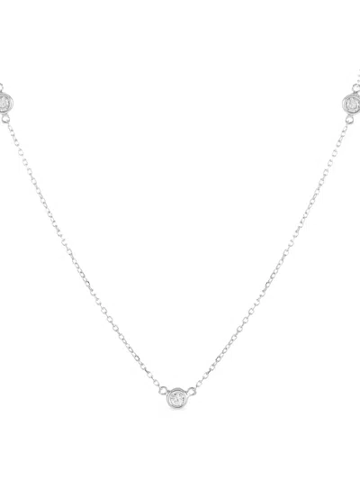 Pre-owned Lb Exclusive 14k White Gold Diamond Necklace In Silver