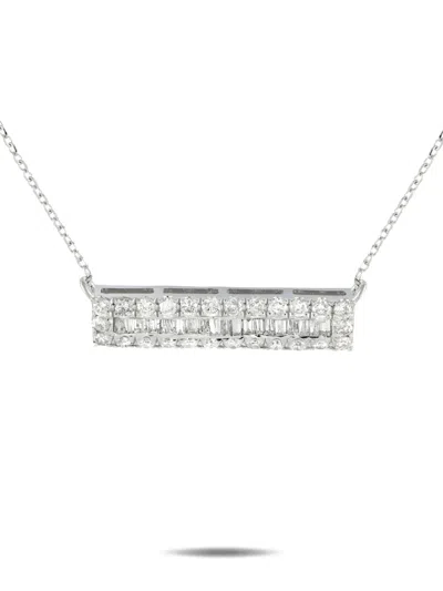 Pre-owned Lb Exclusive 14k White Gold Diamond Necklace In Silver