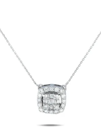 Pre-owned Lb Exclusive 14k White Gold Diamond Necklace In Silver