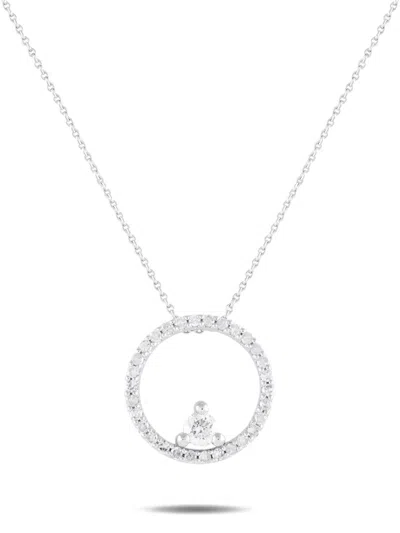Pre-owned Lb Exclusive 14k White Gold Diamond Necklace In Silver