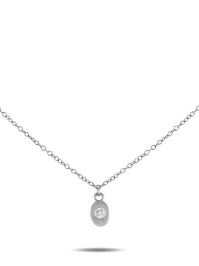 Pre-owned Lb Exclusive 14k White Gold Diamond Necklace In Silver