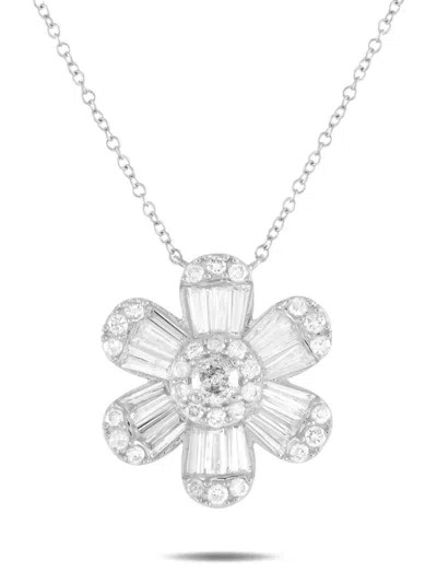 Pre-owned Lb Exclusive 14k White Gold Diamond Necklace In Silver