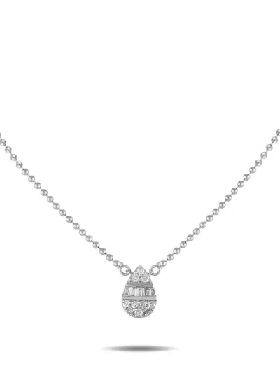 Pre-owned Lb Exclusive 14k White Gold Diamond Necklace In Silver