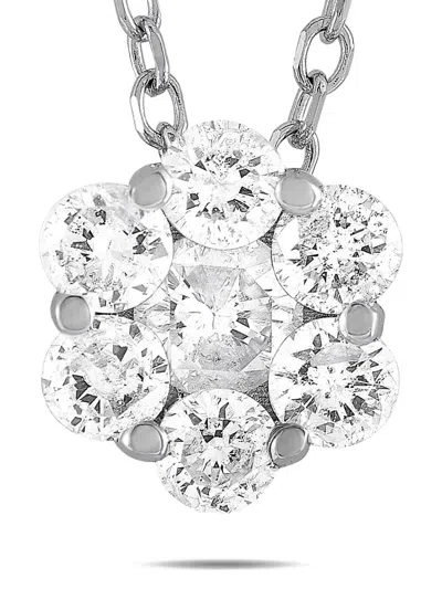Pre-owned Lb Exclusive 14k White Gold Diamond Necklace In Silver