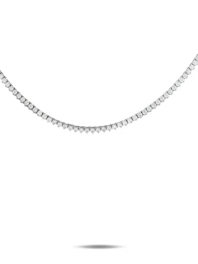 Pre-owned Lb Exclusive 14k White Gold Diamond Necklace In Silver