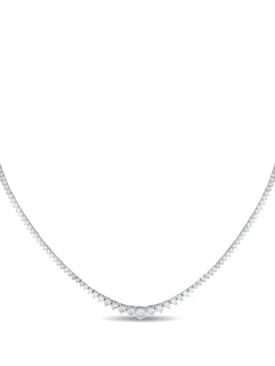 Pre-owned Lb Exclusive 14k White Gold Diamond Necklace In Silver