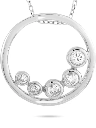Pre-owned Lb Exclusive 14k White Gold Diamond Pendant Necklace