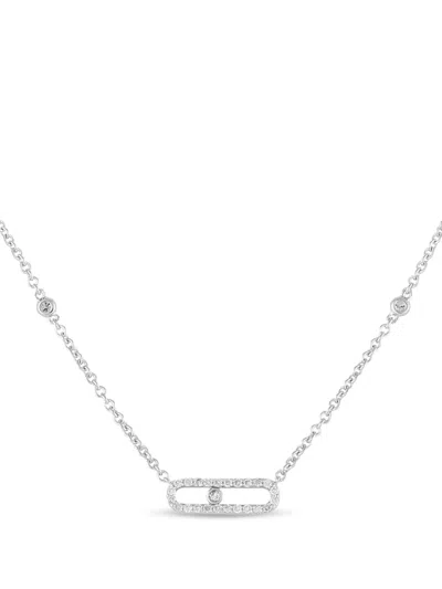 Pre-owned Lb Exclusive 14k White Gold Diamond Pendant Necklace In Silver