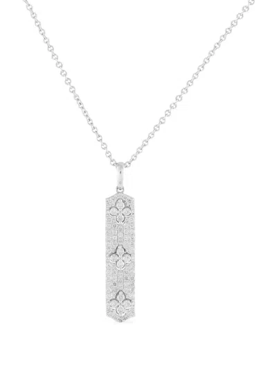 Pre-owned Lb Exclusive 14k White Gold Diamond Pendant Necklace In Silver