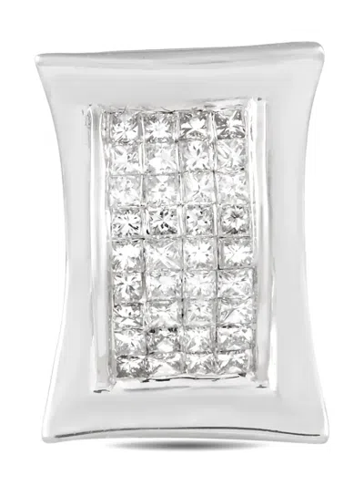 Pre-owned Lb Exclusive 14k White Gold Diamond Pendant In Silver