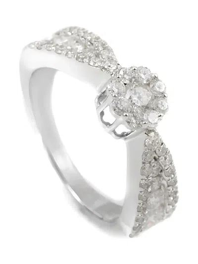 Pre-owned Lb Exclusive 14k White Gold Diamond Ring In Silver