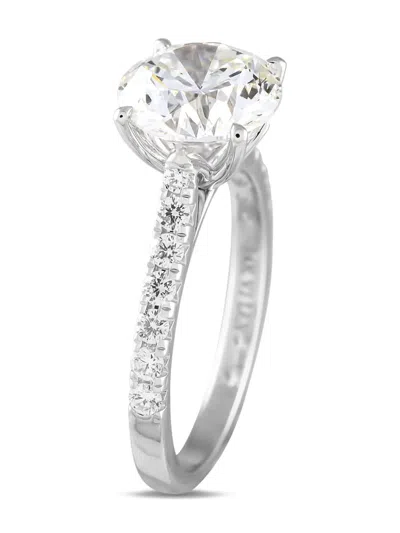 Pre-owned Lb Exclusive 14k White Gold Diamond Ring In Silver