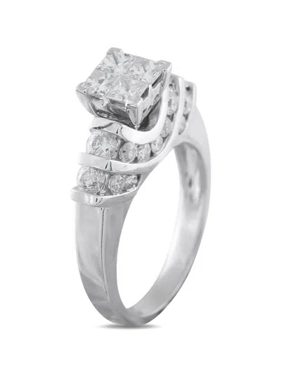 Pre-owned Lb Exclusive 14k White Gold Diamond Ring In Silver