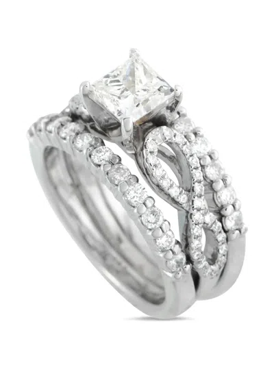 Pre-owned Lb Exclusive 14k White Gold Diamond Ring In Silver