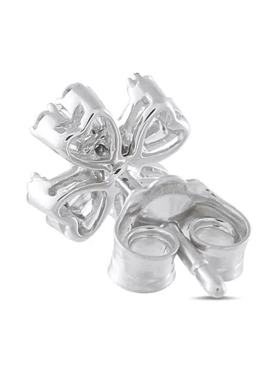 Pre-owned Lb Exclusive 14k White Gold Diamond Stud Earrings In Silver