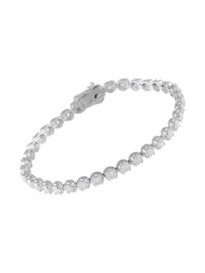 Pre-owned Lb Exclusive 14k White Gold Diamond Tennis Bracelet In Silver
