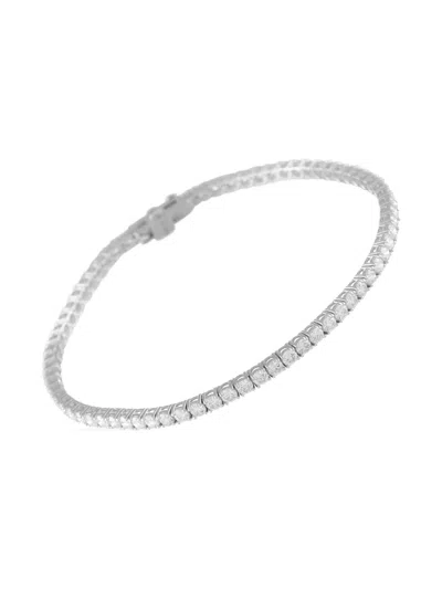 Pre-owned Lb Exclusive 14k White Gold Diamond Tennis Bracelet In Silver