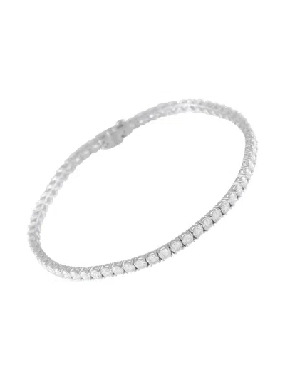 Pre-owned Lb Exclusive 14k White Gold Diamond Tennis Bracelet In Silver
