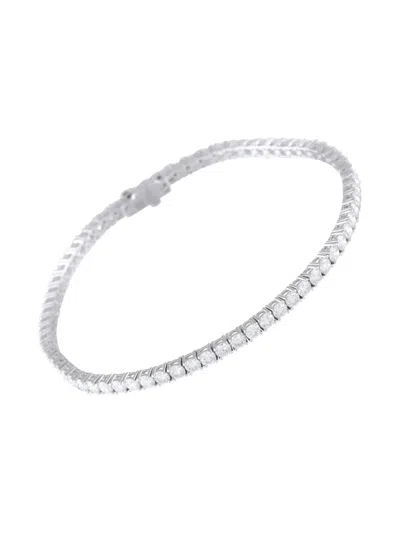 Pre-owned Lb Exclusive 14k White Gold Diamond Tennis Bracelet In Silver