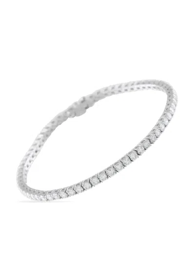 Pre-owned Lb Exclusive 14k White Gold Diamond Tennis Bracelet In Silver