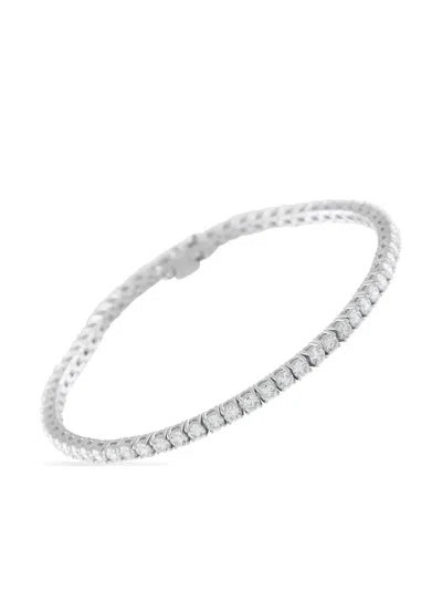 Pre-owned Lb Exclusive 14k White Gold Diamond Tennis Bracelet In Silver