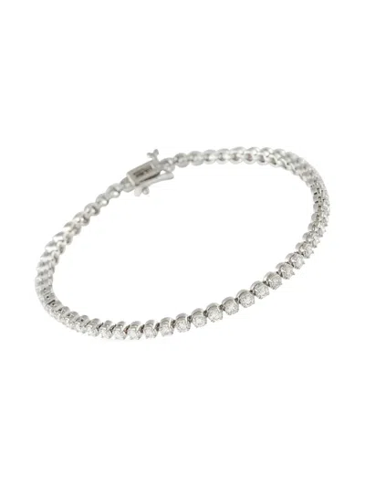 Pre-owned Lb Exclusive 14k White Gold Diamond Tennis Bracelet In Silver