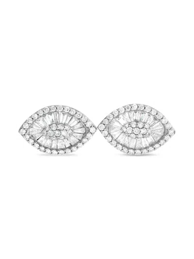 Pre-owned Lb Exclusive 14k White Gold Diamonds Earrings In Silver