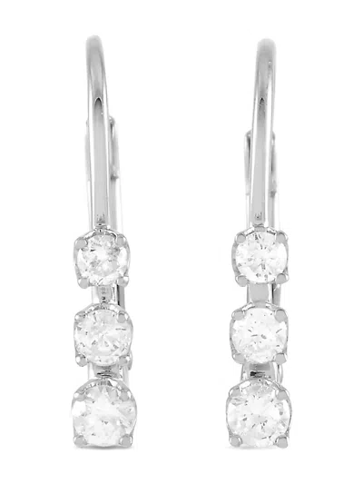 Pre-owned Lb Exclusive 14k White Gold Diamonds Earrings In Silver