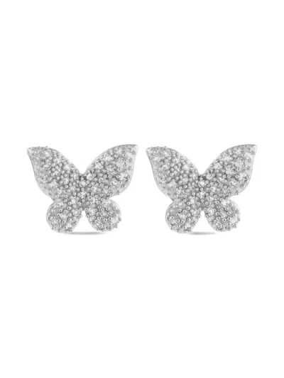 Pre-owned Lb Exclusive 14k White Gold Diamonds Earrings In Silver