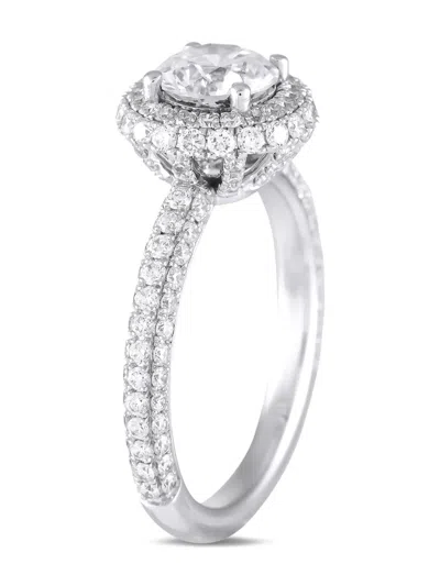 Pre-owned Lb Exclusive 14k White Gold Double Halo Lab-grown Diamond Ring In Silver