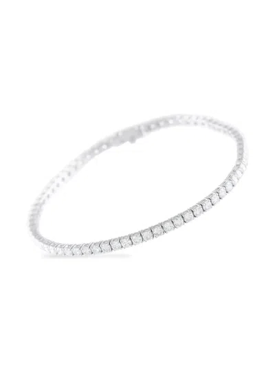 Pre-owned Lb Exclusive 14k White Gold Embellished Tennis Bracelet