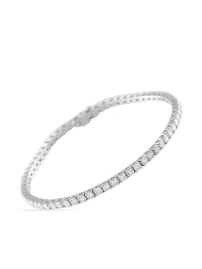 Pre-owned Lb Exclusive 14k White Gold Embellished Tennis Bracelet