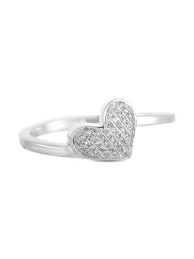 Pre-owned Lb Exclusive 14k White Gold Heart Diamond Ring In Silver