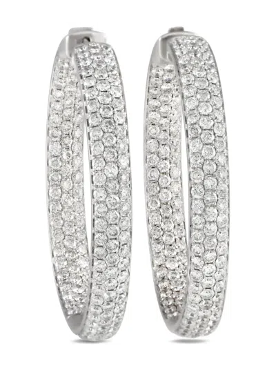 Pre-owned Lb Exclusive 14k White Gold Inside-out Diamond Earrings In Silver