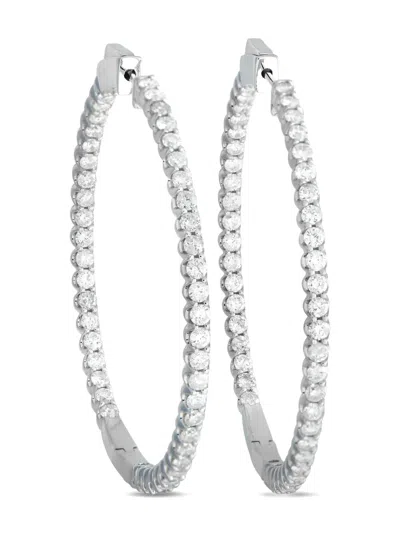 Pre-owned Lb Exclusive 14k White Gold Inside-out Diamond Earrings In Silver