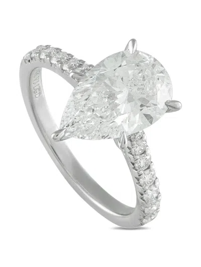 Pre-owned Lb Exclusive 14k White Gold Lab-grown Diamond Ring In Silver