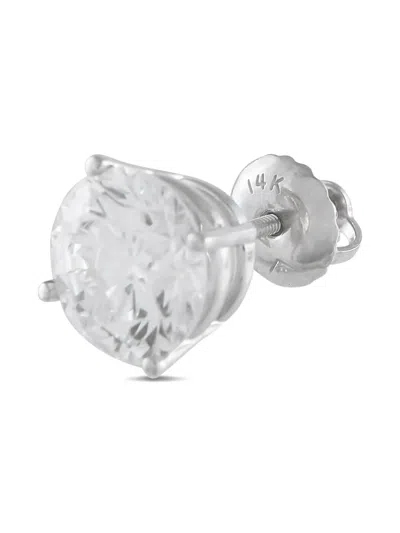 Pre-owned Lb Exclusive 14k White Gold Lab-grown Diamond Stud Earrings In Silver