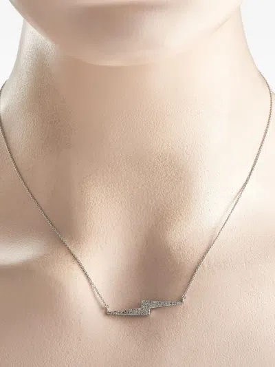 Pre-owned Lb Exclusive 14k White Gold Lightning Bolt Diamond Necklace In Silver