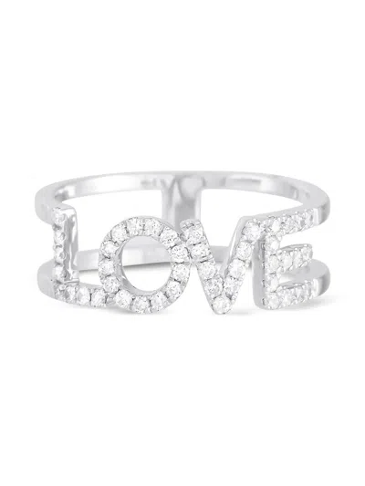 Pre-owned Lb Exclusive 14k White Gold Love Diamond Ring In Silver