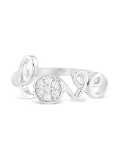 Pre-owned Lb Exclusive 14k White Gold Love Diamond Ring In Silver