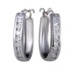 Lb Exclusive 14k White Gold Oval Channel Set Diamond Hoop Huggies Earrings .33 Carat  0.33 Ctw  Diam In White