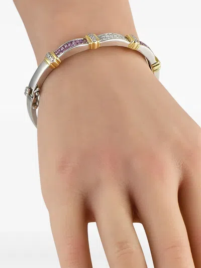 Pre-owned Lb Exclusive 14k White Gold Sapphire And Diamond Bracelet In Silver