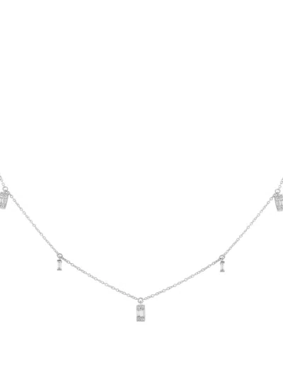 Pre-owned Lb Exclusive 14k White Gold Station Siamond Necklace In Silver