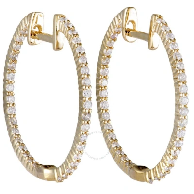 Lb Exclusive 14k Yellow Gold .55 Carat Vs1 G Color Diamond Pave Inside Out Hoop Earrings In Multi-color